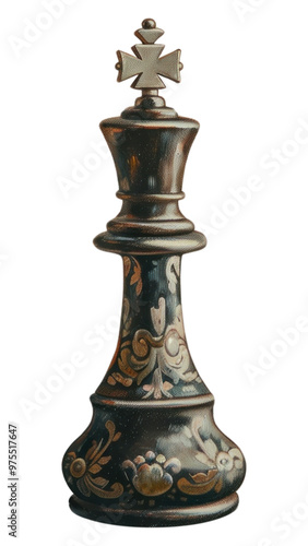 PNG Elegant chess king on floral background