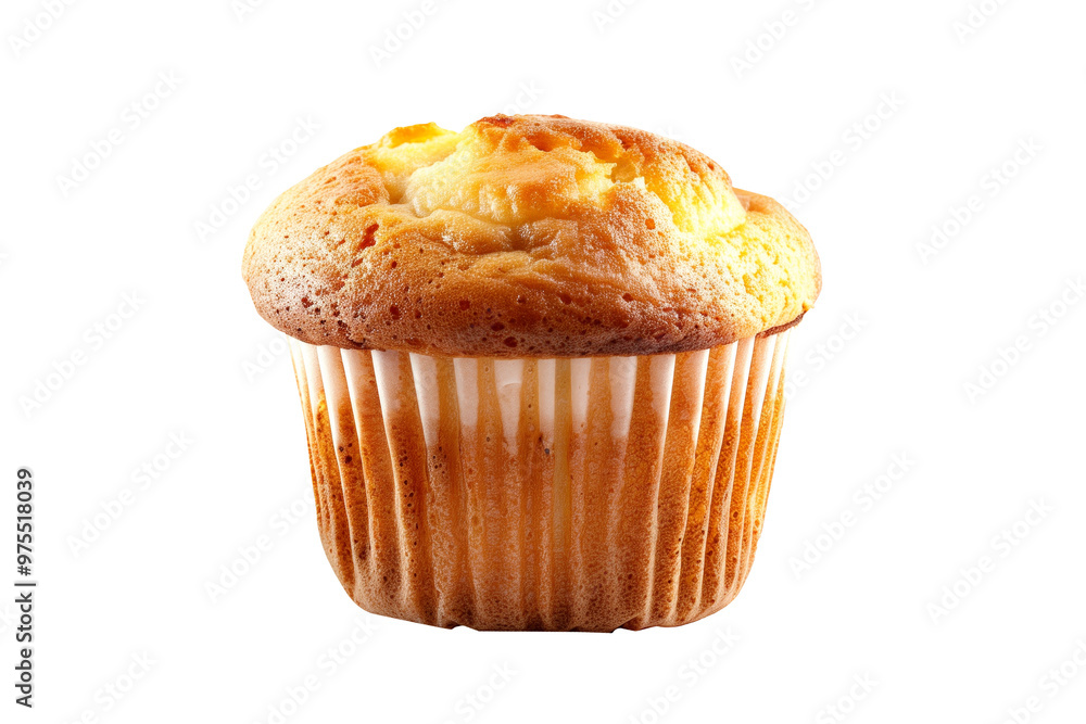 A freshly baked and fluffy pineapple muffin or cupcake isolated on white transparent background, beautifully topped with delightful sweet pineapple chunks A freshly baked and fluffy pineapple muffin or cupcake isolated on white transparent background, beautifully topped with delightful sweet pineapple chunks