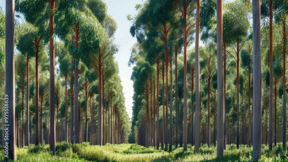 Fototapeta premium The Beauty of Eucalyptus Garden: Refreshing Green Forest
