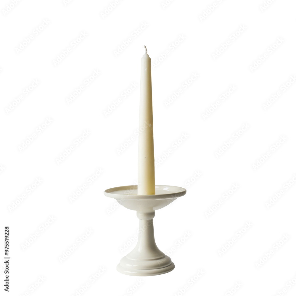 Transparent A white candle is lit and is sitting on a white pedestal Transparent A white candle is lit and is sitting on a white pedestal