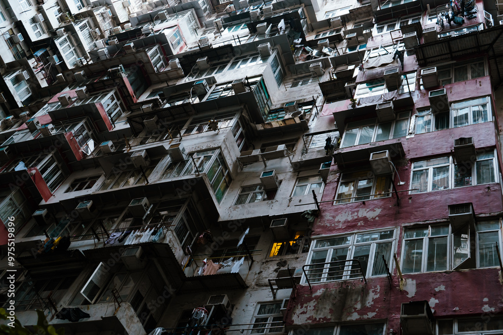 Exterior of complex residential building in Hong Kong Exterior of complex residential building in Hong Kong