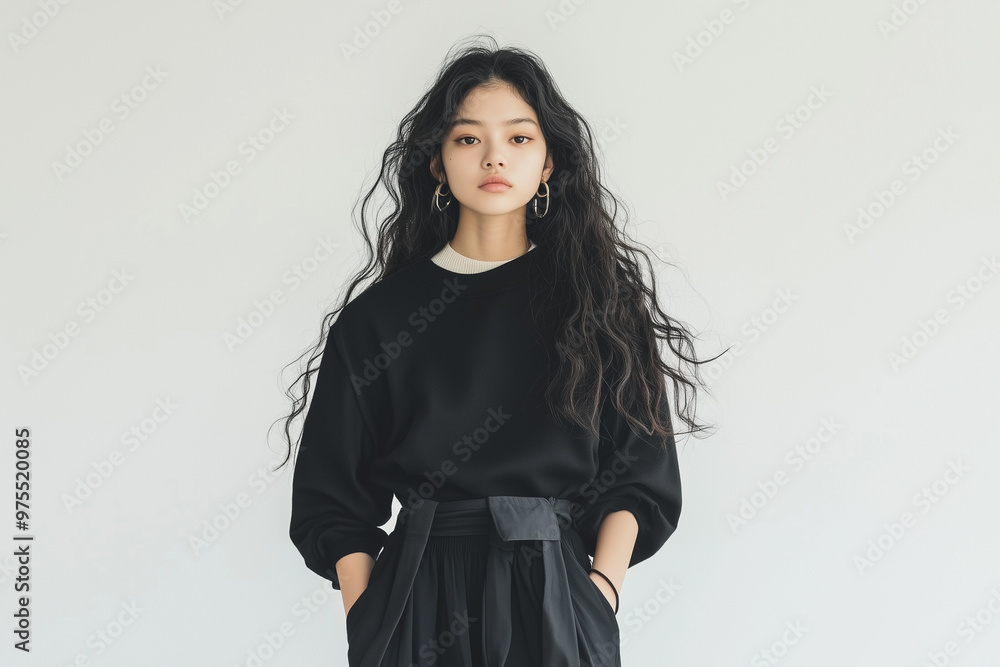 Fashionable Woman with Minimalist Background Fashionable Woman with Minimalist Background