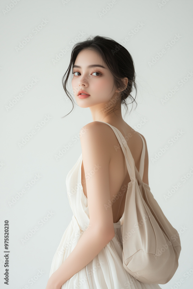 Fashionable Woman with Minimalist Background