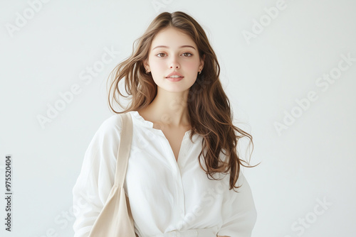 Fashionable Woman with Minimalist Background