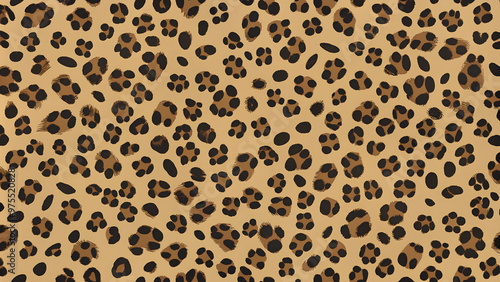  Leopard Print with Black Spots on Brown Background photo