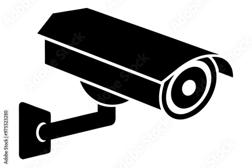 cctv camera silhouette on white background. vector illustration