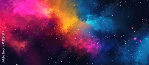 Colorful Abstract Canvas Painting Background Texture Design Background Featuring A Vibrant Hand Painted Galaxy Astrophysics Theme With Star Clusters