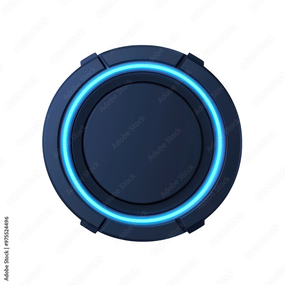 Futuristic button with a sleek design, featuring a glowing blue rim, perfect for technology and gaming themes. transparent background Futuristic button with a sleek design, featuring a glowing blue rim, perfect for technology and gaming themes. transparent background