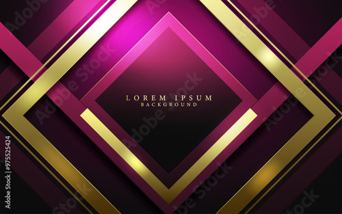 bright pink and golden square shapes abstract digital geometric modern and creative luxury background and award banner,vector illustration cover and card template.