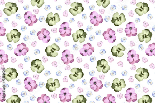 Blooming midsummer meadow seamless pattern.