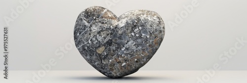 Stone Heart, Polished Granite Heart, Pebble Love Symbol 3d Imitation, White Background
