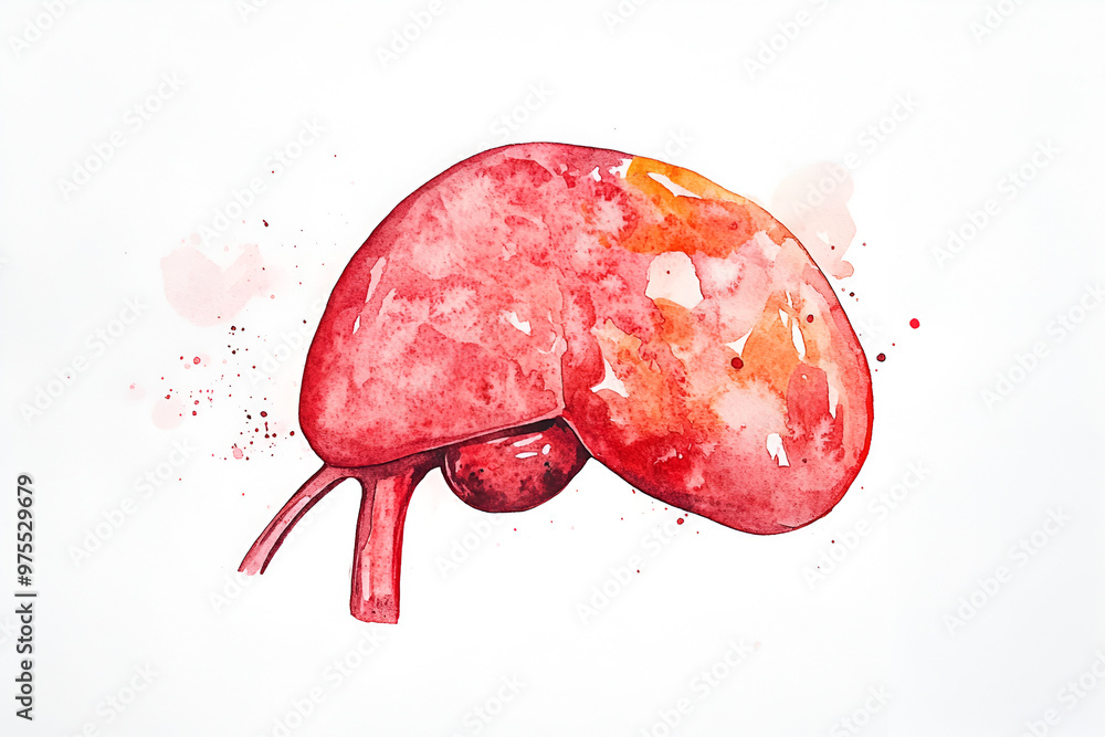 human liver with watercolor paints. human liver with watercolor paints.