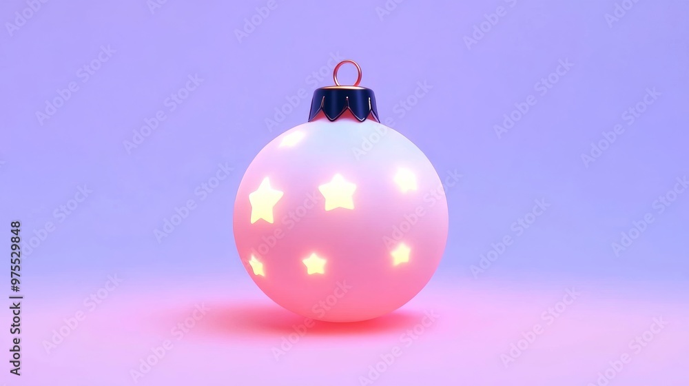 Abstract 3D Christmas bauble with glowing light inside, casting subtle shadows on a clean background Abstract 3D Christmas bauble with glowing light inside, casting subtle shadows on a clean background