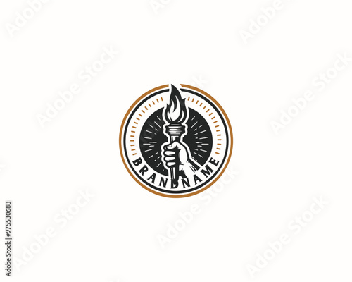 Set bundle Burning Torch fire flame logo design for business company
