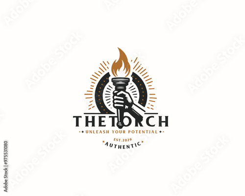 Set bundle Burning Torch fire flame logo design for business company
