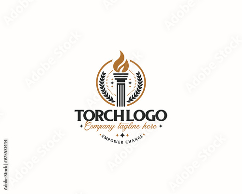 Set bundle Burning Torch fire flame logo design for business company
