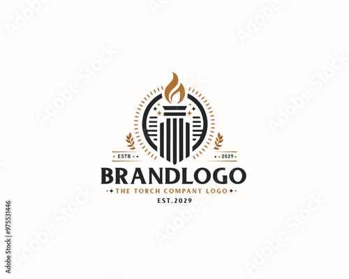 Set bundle Burning Torch fire flame logo design for business company

