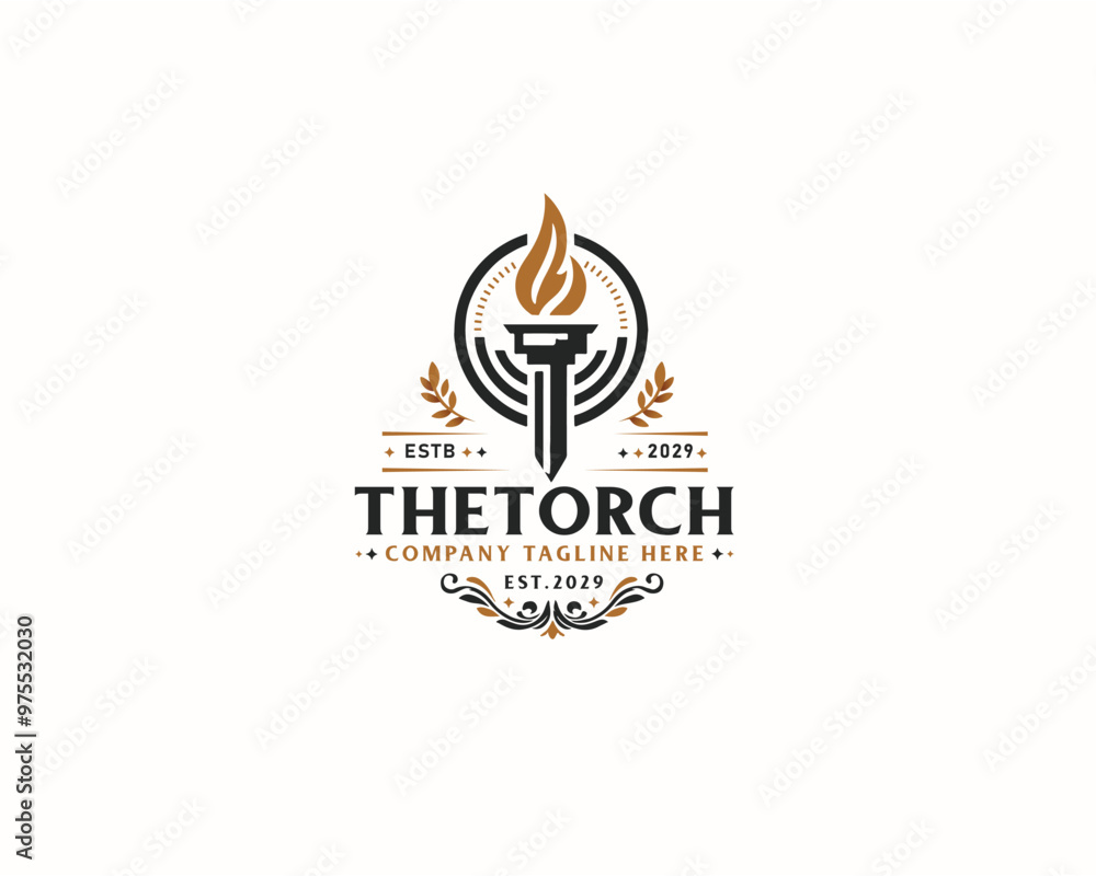 Obraz premium Set bundle Burning Torch fire flame logo design for business company