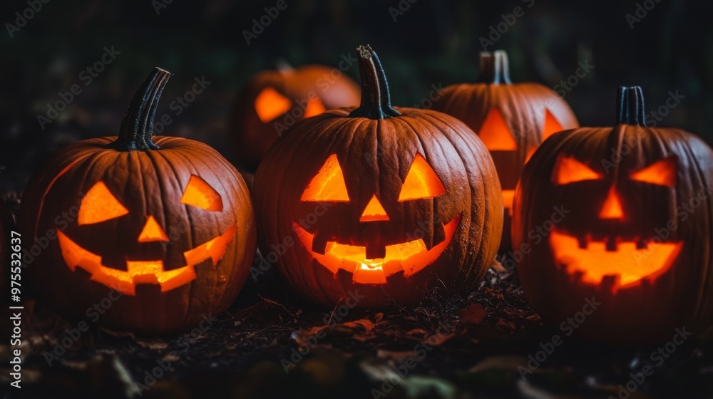 Jack-o'-lantern with a spooky smile pumpkin for Halloween Jack-o'-lantern with a spooky smile pumpkin for Halloween