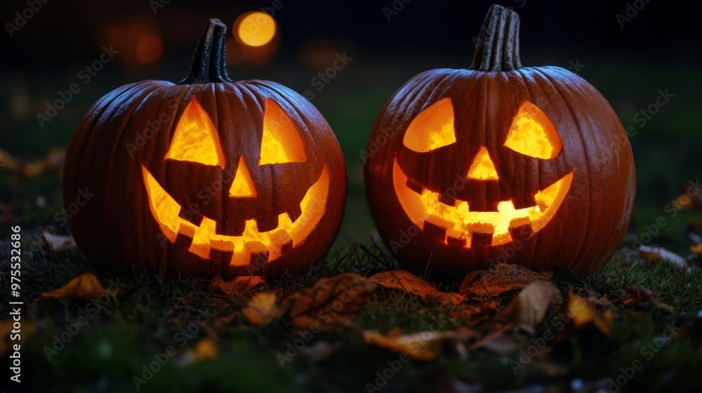Jack-o'-lantern with a spooky smile pumpkin for Halloween Jack-o'-lantern with a spooky smile pumpkin for Halloween