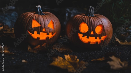 Jack-o'-lantern with a spooky smile pumpkin for Halloween