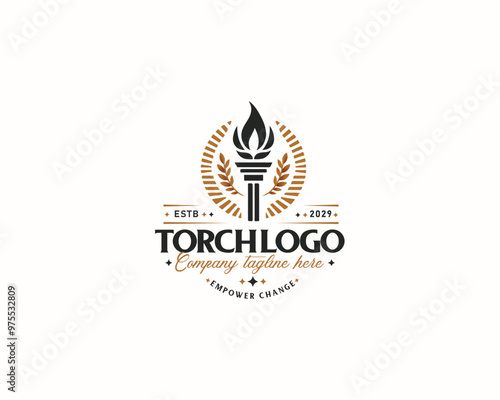 Set bundle Burning Torch fire flame logo design for business company
