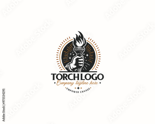 Set bundle Burning Torch fire flame logo design for business company
