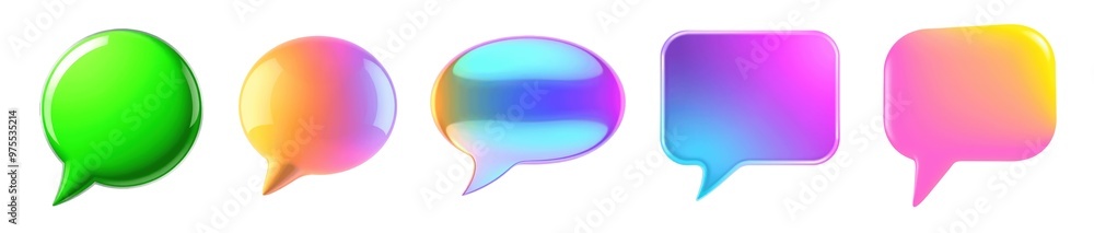 set of glossy colorful speech bubbles isolated on transparent background set of glossy colorful speech bubbles isolated on transparent background