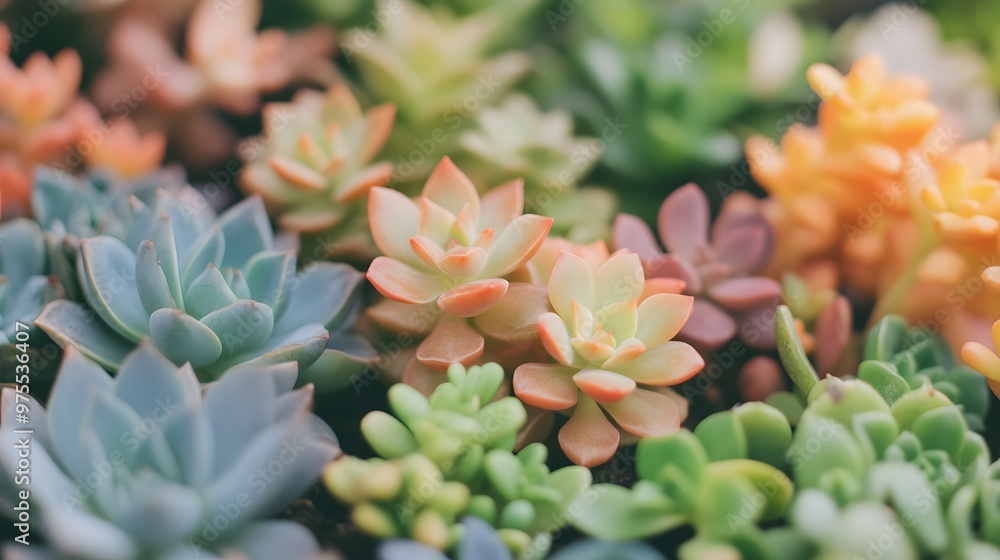 rainbow color palette of succulents, Generative AI rainbow color palette of succulents, Generative AI