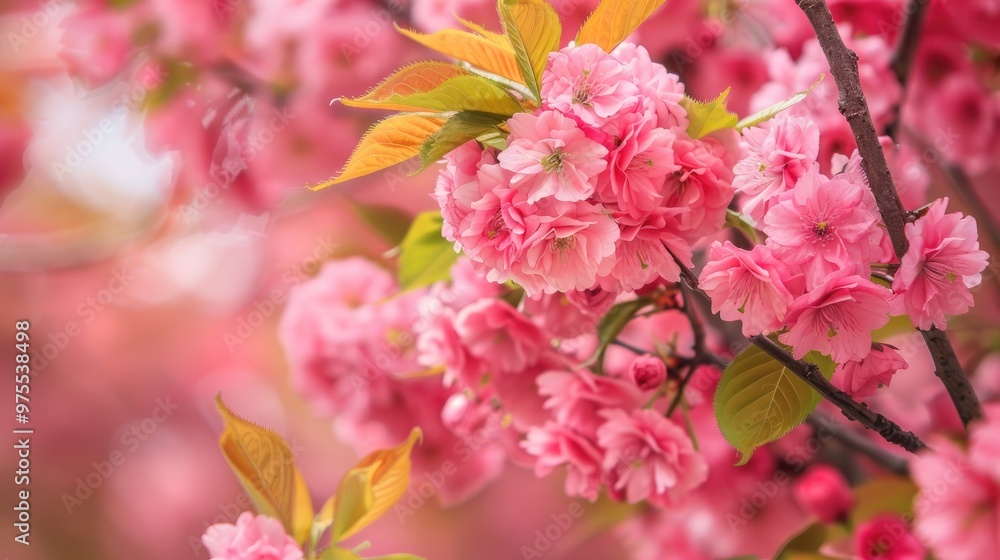 The pink cherry blossoms bloom during spring The pink cherry blossoms bloom during spring