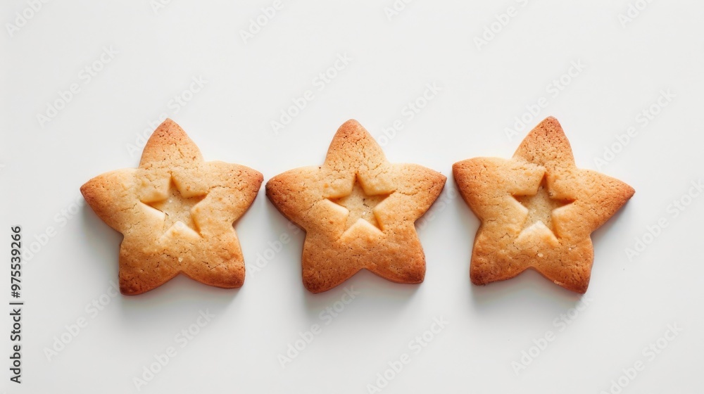 Three star shaped cookies on a white background Three star shaped cookies on a white background