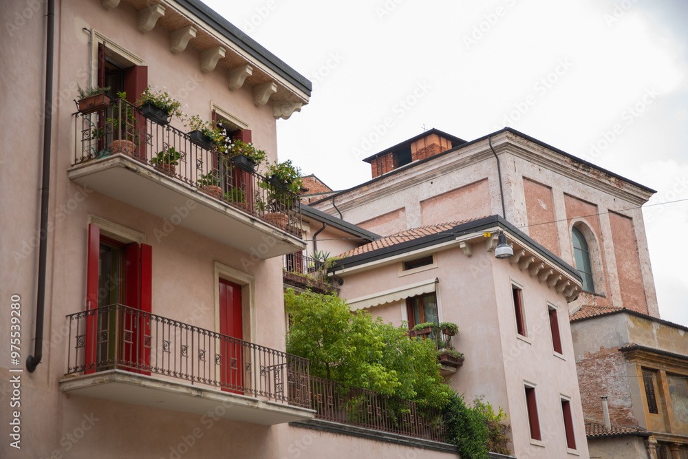 Fototapeta premium Typical houses in the historic center of Verona, Italy