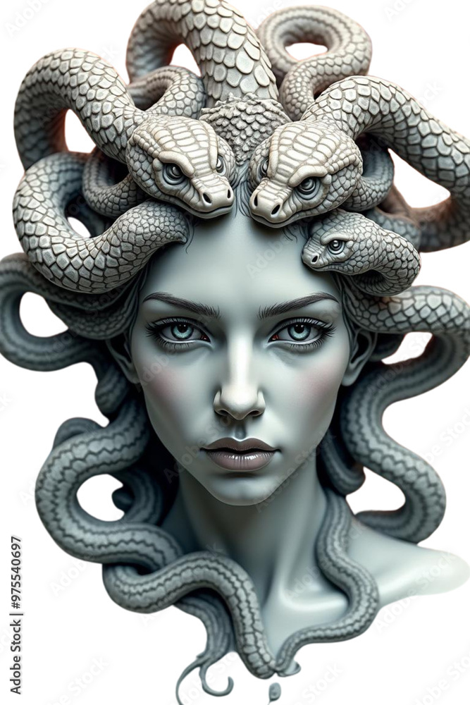 Head Medusa Gorgons on Isolated transparent background png. generated with AI Head Medusa Gorgons on Isolated transparent background png. generated with AI