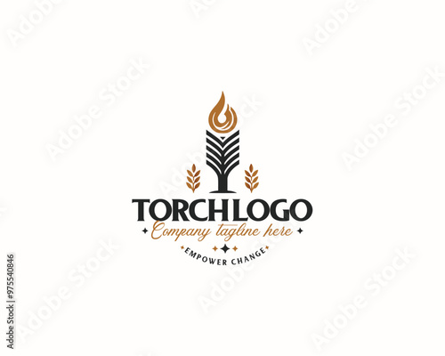 Set bundle Burning Torch fire flame logo design for business company
