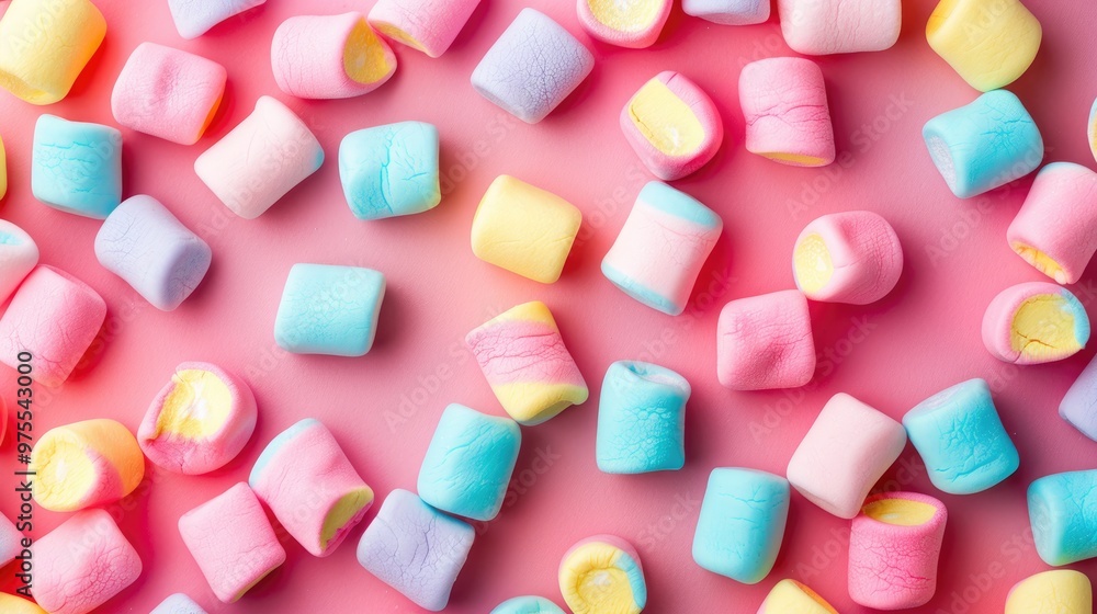 Top view of vibrant marshmallows in close up background Top view of vibrant marshmallows in close up background