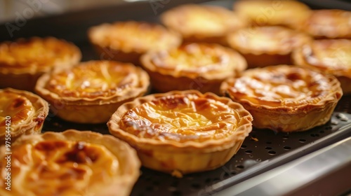 Wallpaper Mural Tray of recently baked small cheese tarts with golden brown hue Torontodigital.ca