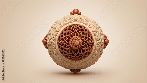 Illustration of a Vastu Feng Shui Rudraksha bead on a plain beige background photo