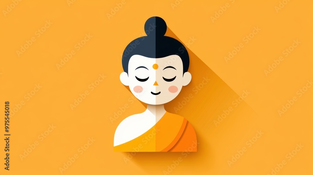 A minimalist illustration of a serene Buddha figure on a vibrant orange background, symbolizing peace and tranquility. A minimalist illustration of a serene Buddha figure on a vibrant orange background, symbolizing peace and tranquility.