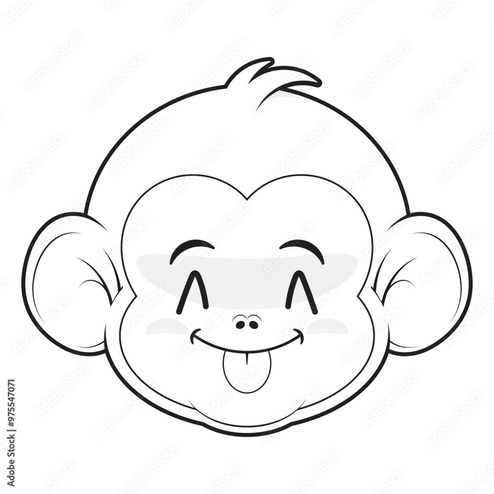 monkey playful face outline cartoon cute monkey playful face outline cartoon cute