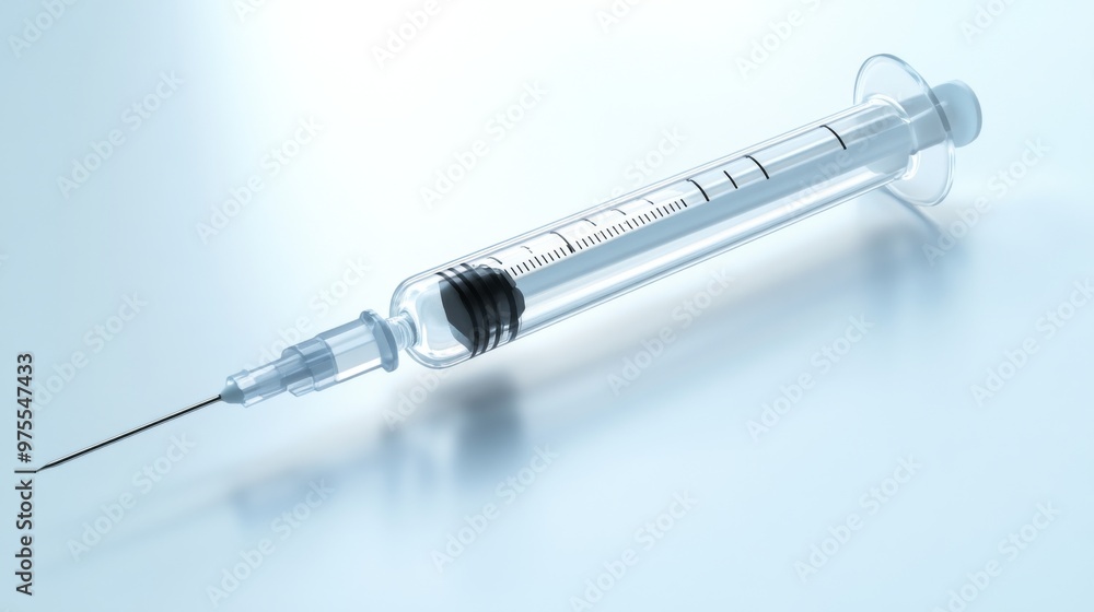 view of a medical syringe. The needle is sharp and ready for use. This image represents healthcare, medical supplies, and the importance of vaccinations view of a medical syringe. The needle is sharp and ready for use. This image represents healthcare, medical supplies, and the importance of vaccinations