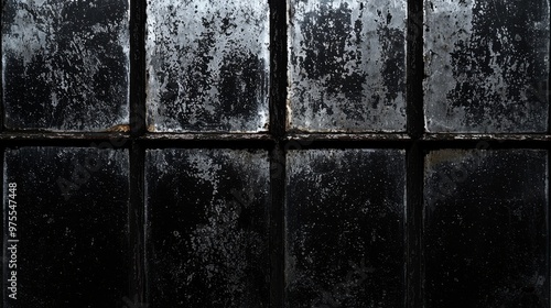 Black and White Windowpane with Faded Paint, Photography, Abstract, Texture, Window,