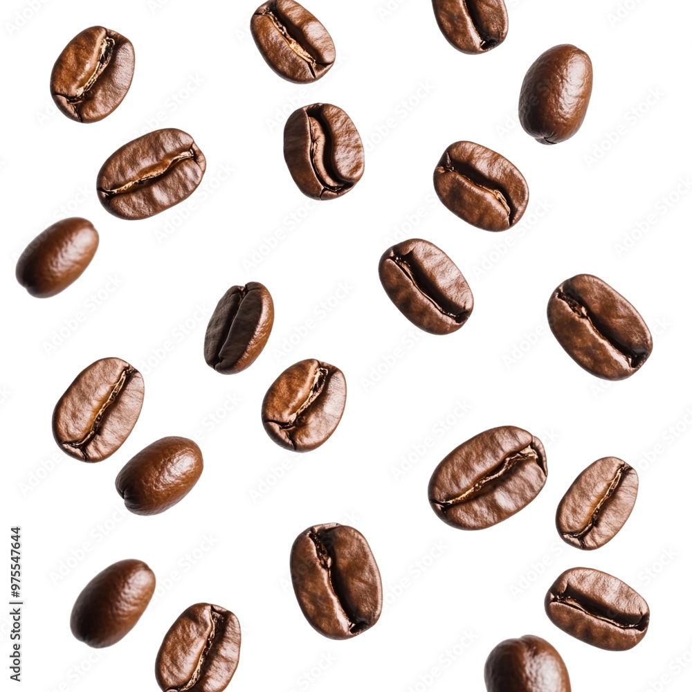 Delicious Coffee Beans Floating Elegantly on a Dark Background isolated on transparent background Delicious Coffee Beans Floating Elegantly on a Dark Background isolated on transparent background