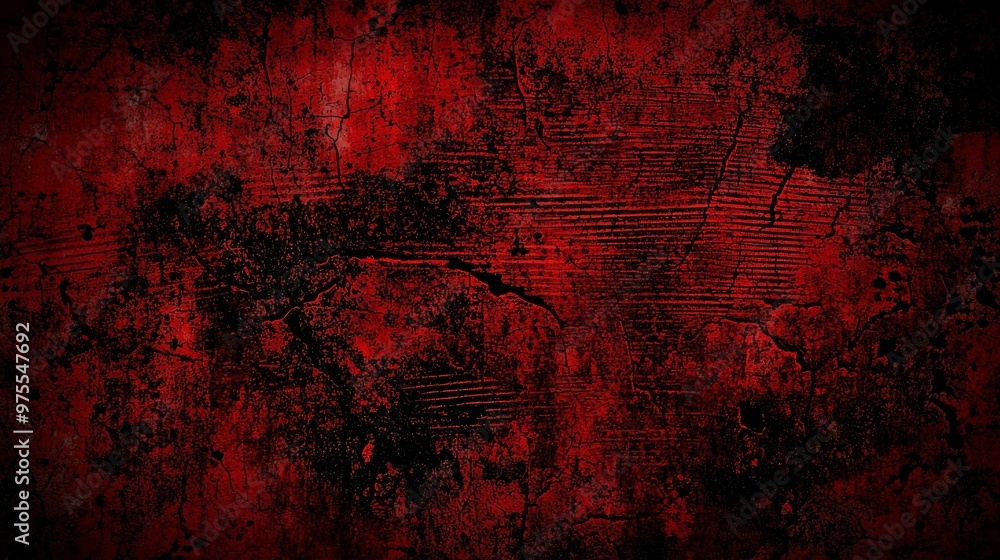 Obraz premium Crimson Cracked Texture with Dark Abstract Lines, texture, abstract, background