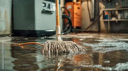 Mop in a Flooded Basement