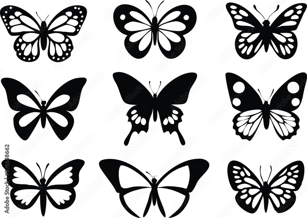 Different butterflies set. Vector illustration Different butterflies set. Vector illustration