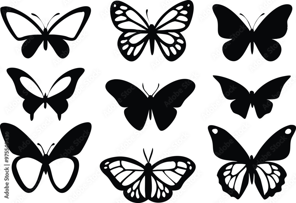Naklejka premium Different butterflies set. Vector illustration