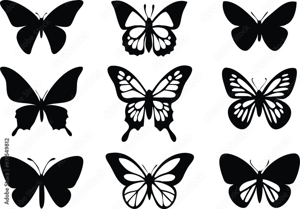 Different butterflies set. Vector illustration Different butterflies set. Vector illustration