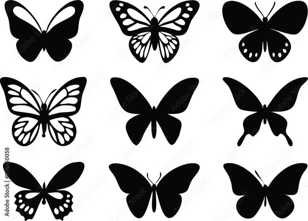 Different butterflies set. Vector illustration Different butterflies set. Vector illustration