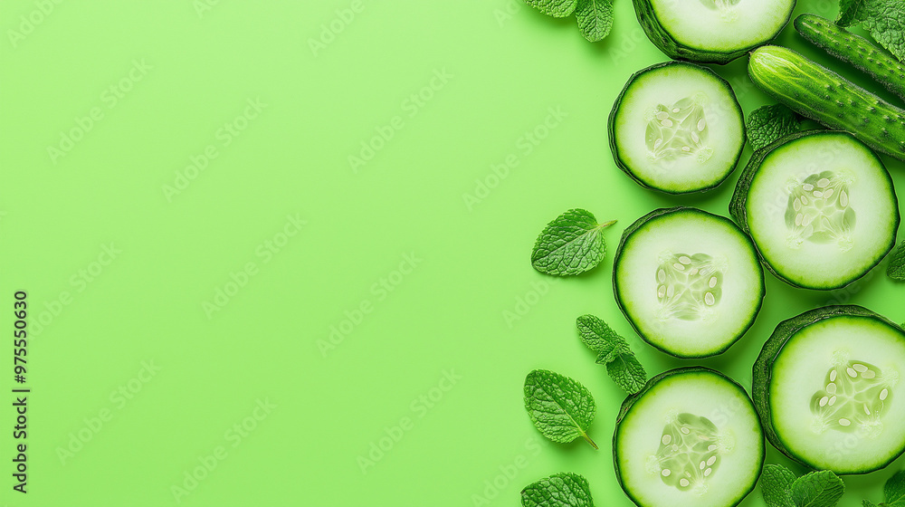 Top view of cucumber slices, a fresh and healthy background, high-resolution photography.