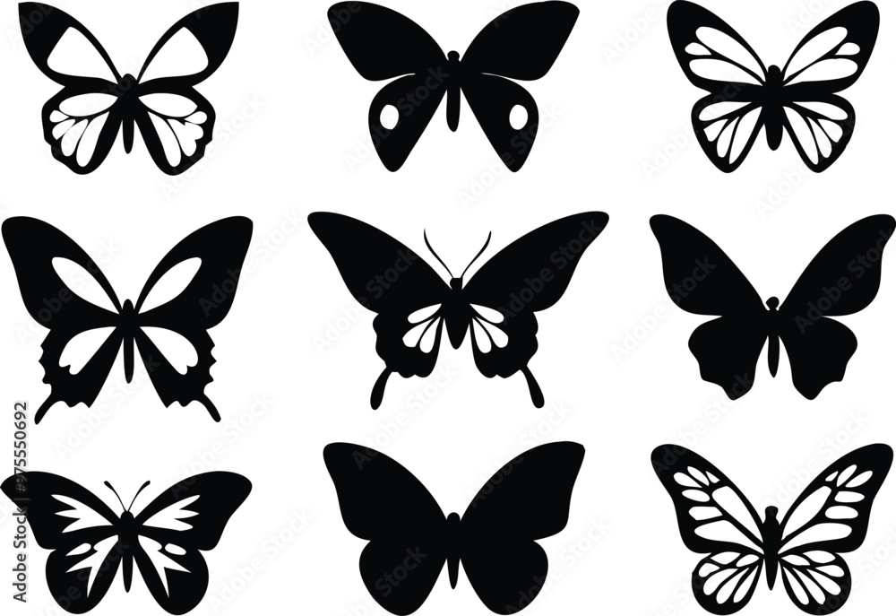 Fototapeta premium Different butterflies set. Vector illustration